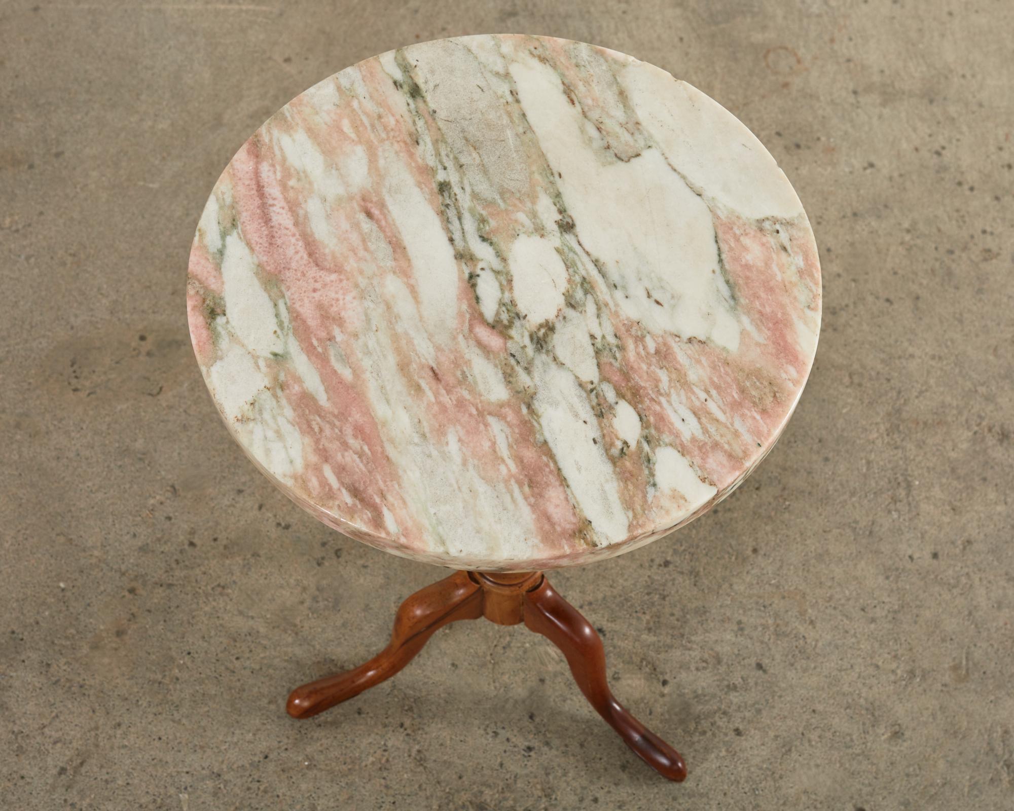 Hand-Crafted 19th Century English Georgian Marble Top Tripod Drinks Table
