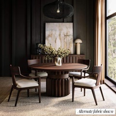 Mid‑Century Dining Armchair – Walnut Finish, Dark Green