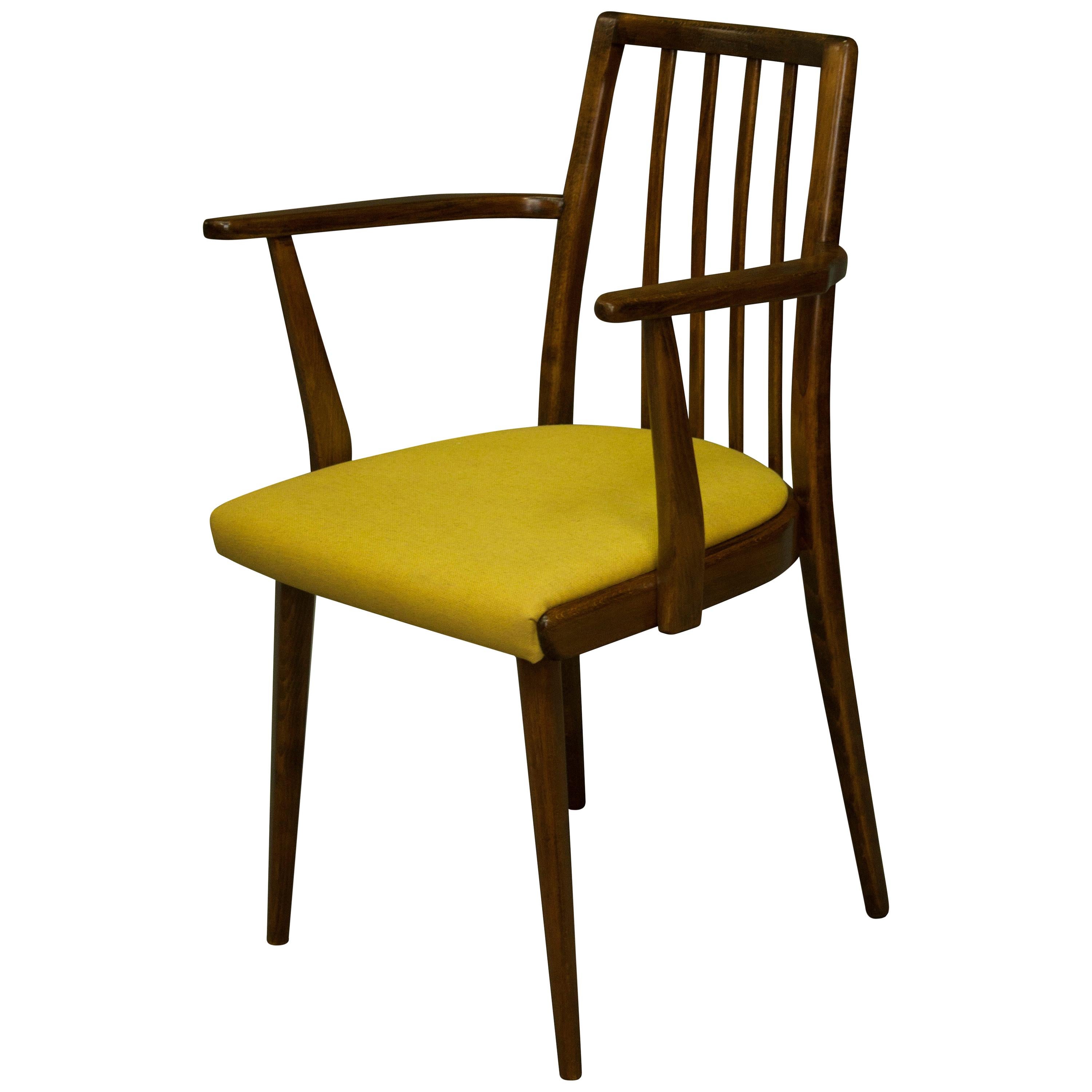 Midcentury Dining Chair with Mustard Cushion by Jiri Jiroutek