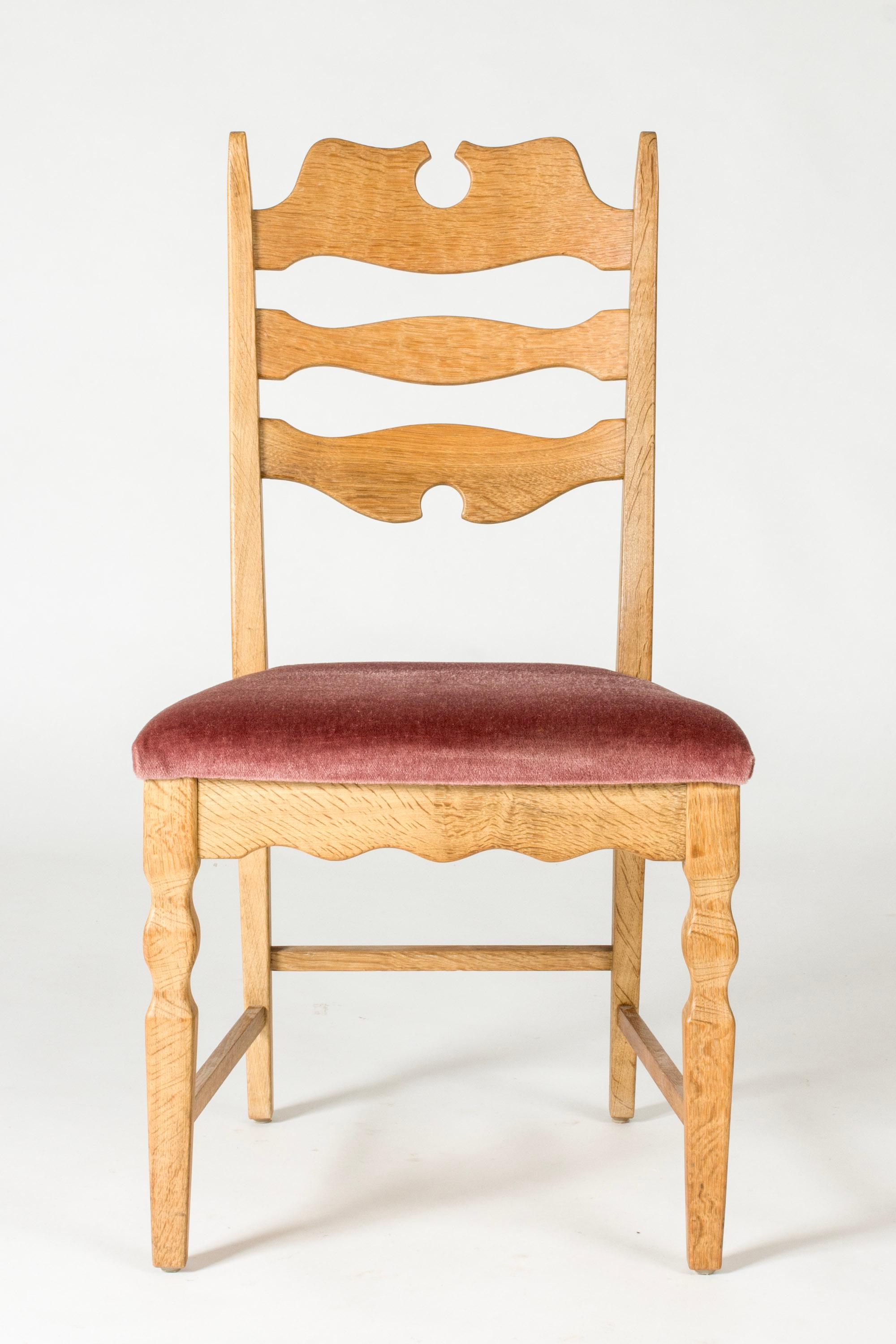 Velvet Midcentury dining chairs by Henning Kjærnulf, Denmark, 1960s, set of six For Sale