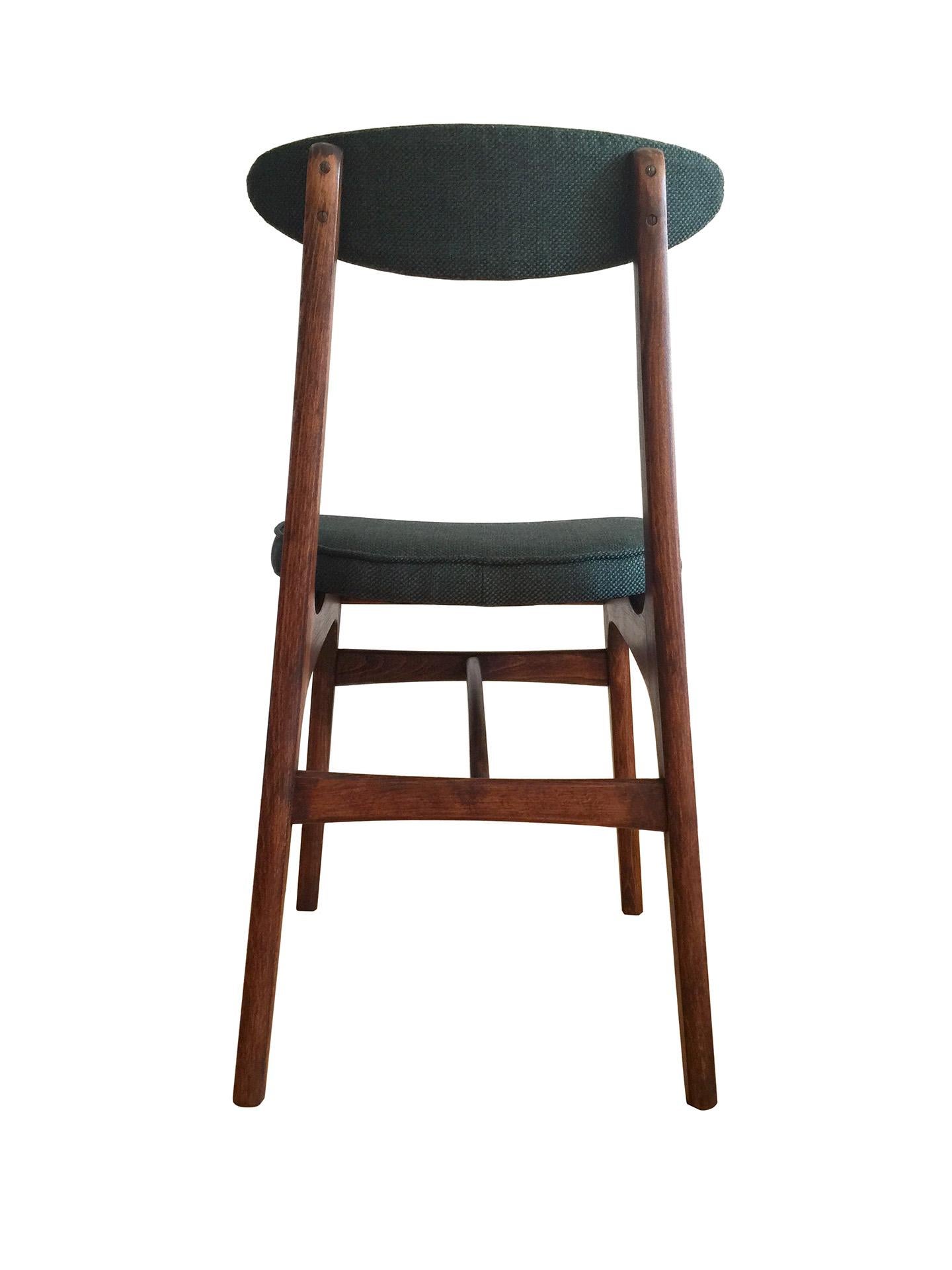 Polish Midcentury Dining Chairs by Rajmund Halas in Green, 1960s, Set of 3 For Sale