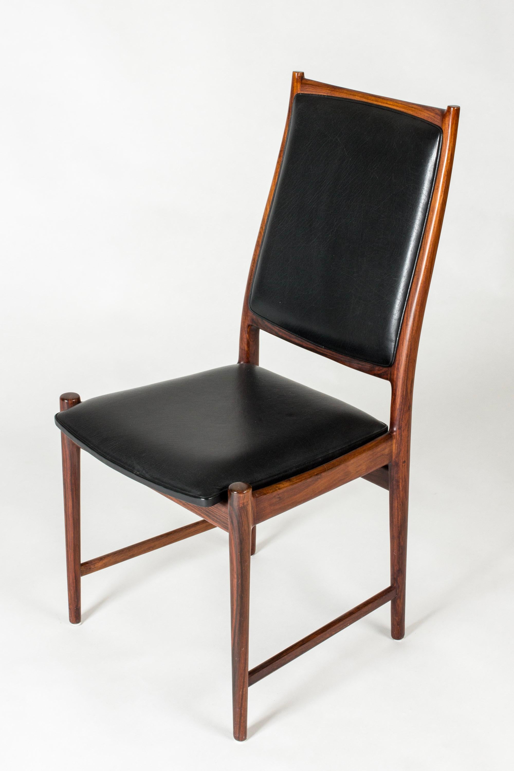 Leather Midcentury dining chairs by Torbjørn Afdal, Bruksbo, Norway, 1960s, set of six For Sale