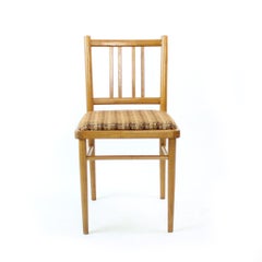 Midcentury Dining Chairs In Oak And Fabric, Ton Czechoslovakia, Set Of 4