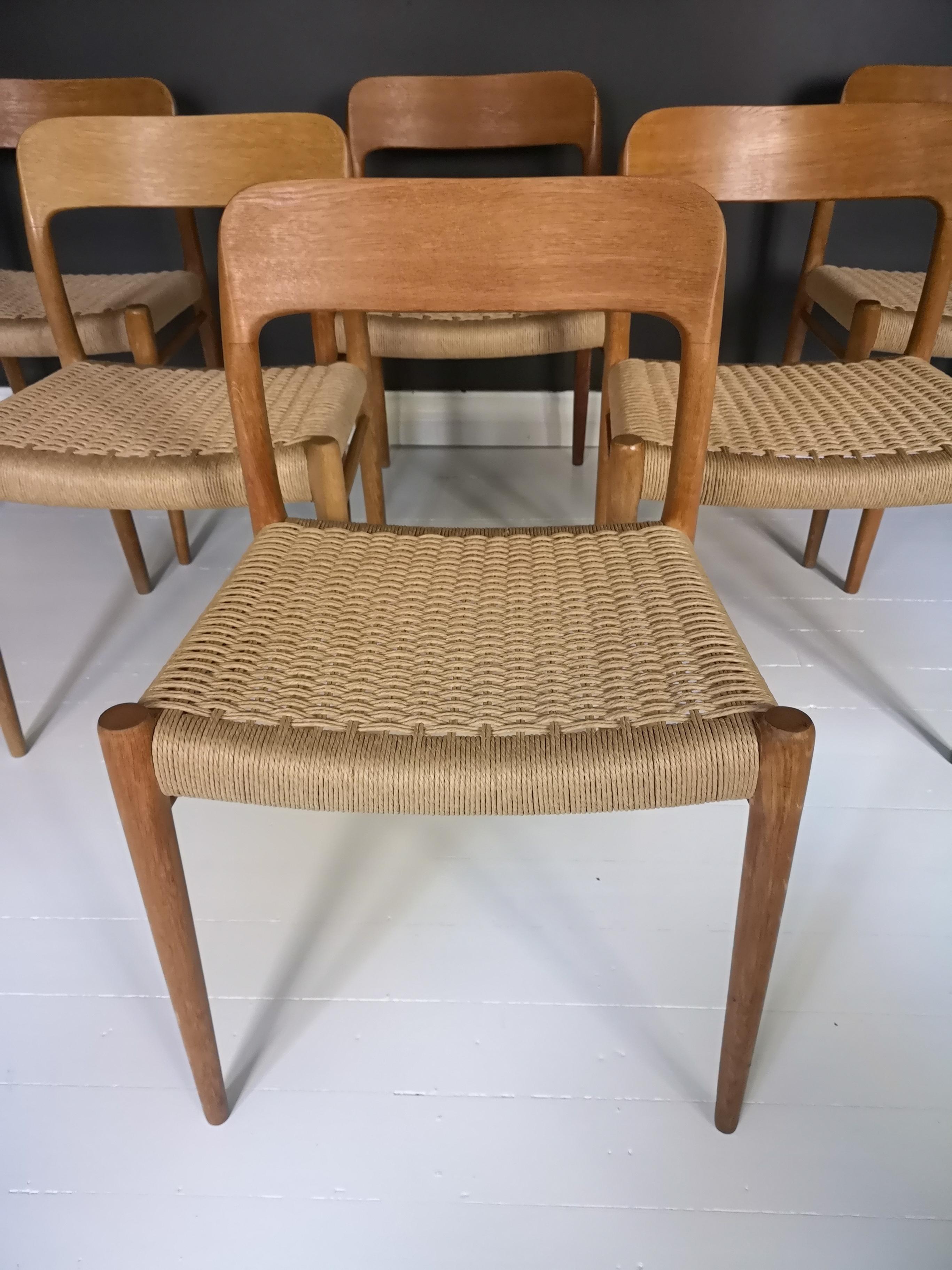 Midcentury Dining Chairs, Model 75 by Niels O. Møller Oak In Good Condition In Hillringsberg, SE