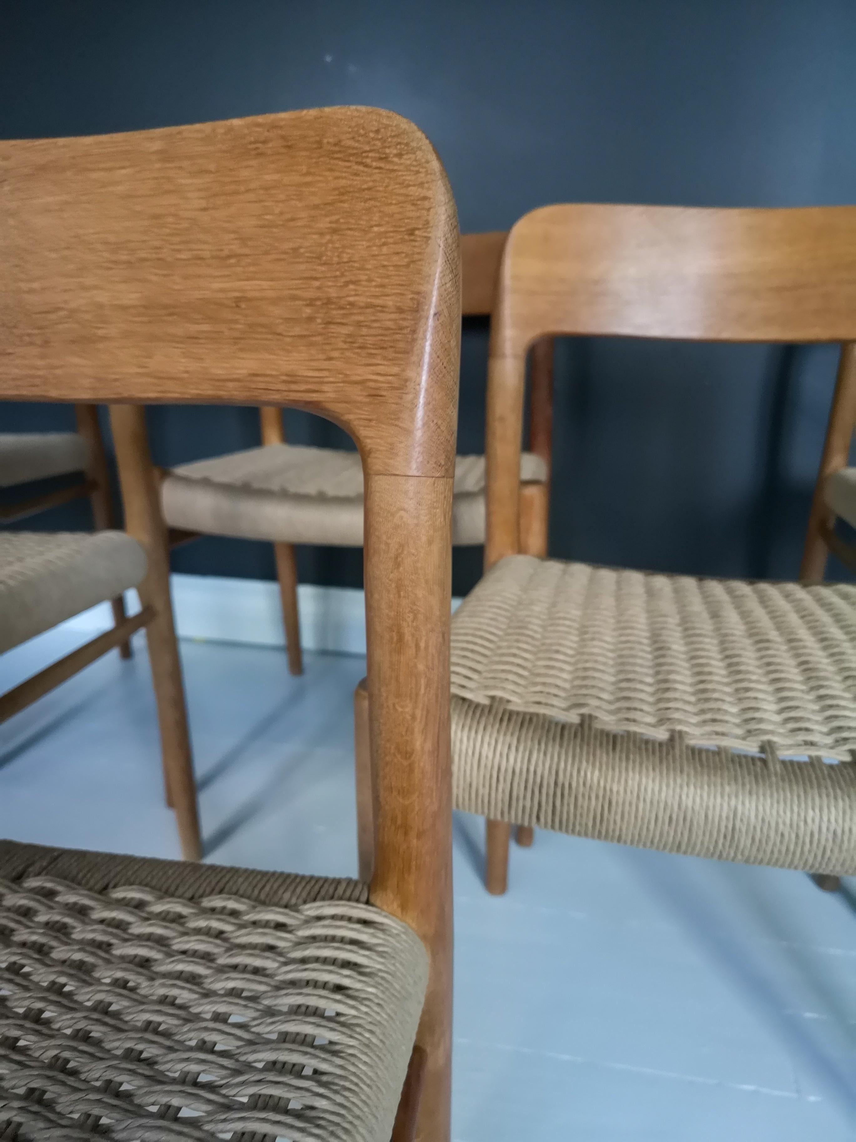 Mid-20th Century Midcentury Dining Chairs, Model 75 by Niels O. Møller Oak