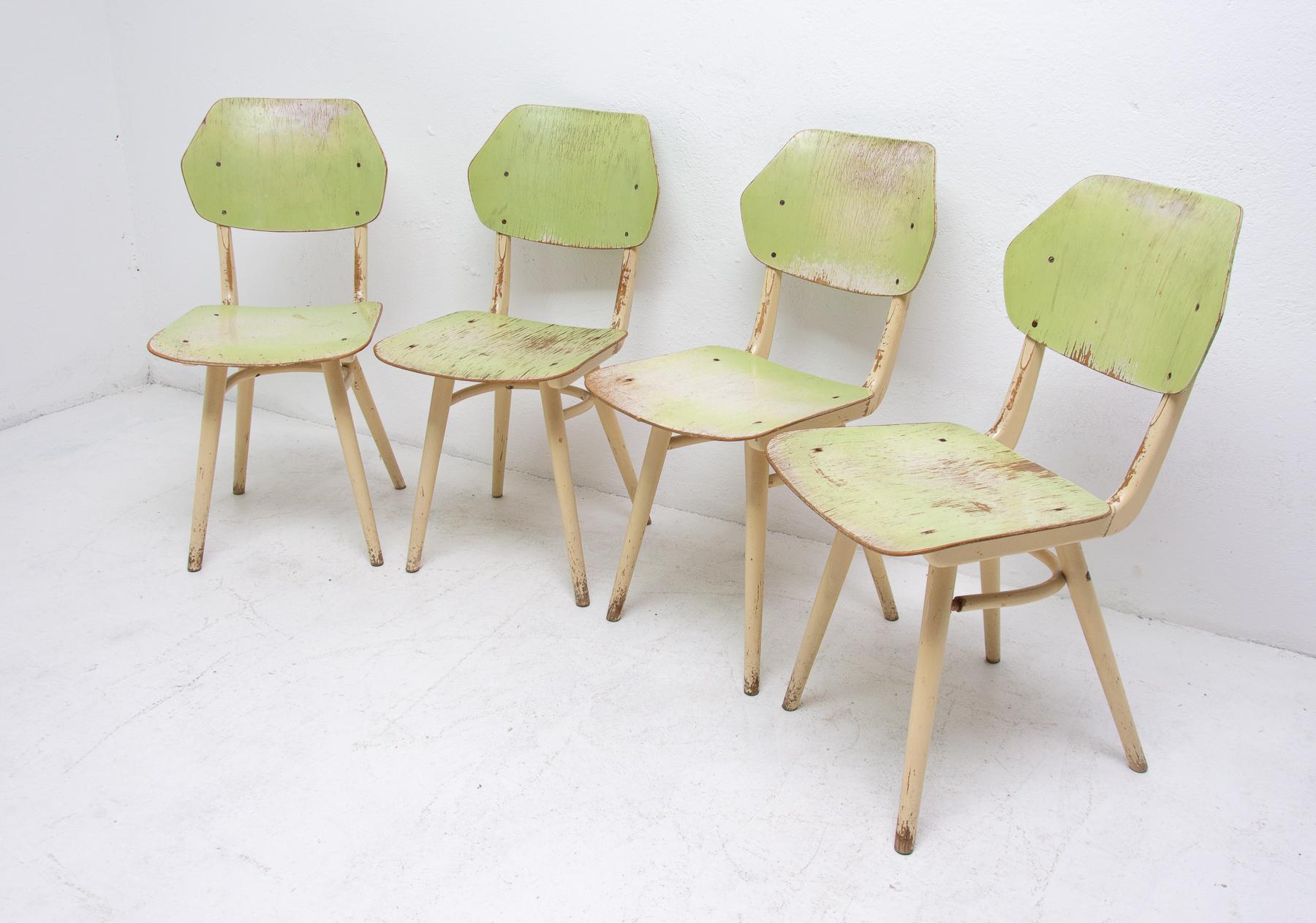 Czech Midcentury Dining Chairs TON, Set of Four, 1960s
