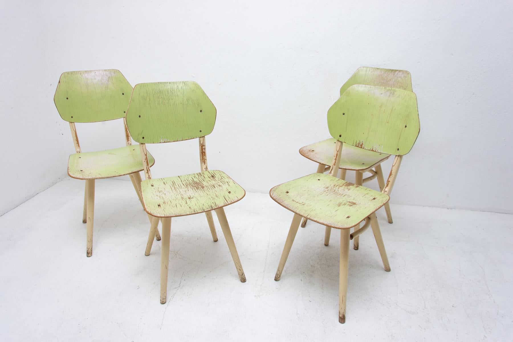 Midcentury Dining Chairs TON, Set of Four, 1960s In Good Condition In Prague 8, CZ