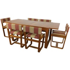 Midcentury Dining Table and Six Chairs by Uniflex