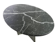 Midcentury Dining Table Marble Steel Metal Base in the Manner of Maison Jansen