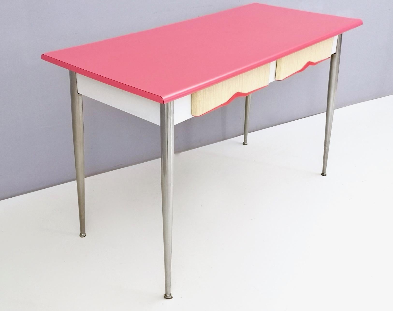 Mid-Century Modern Midcentury Dining Table with a Watermelon Pink Formica Top, Italy, 1950s