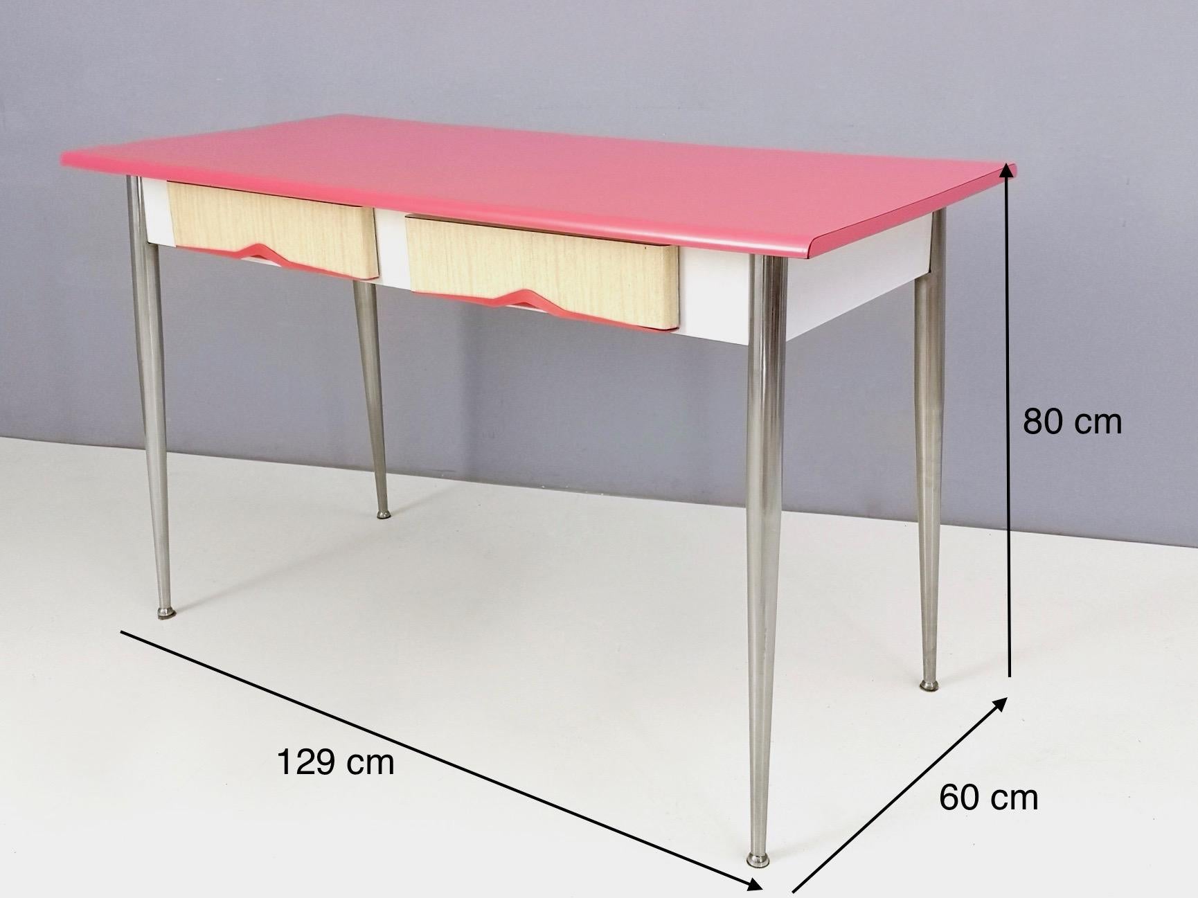 Mid-20th Century Midcentury Dining Table with a Watermelon Pink Formica Top, Italy, 1950s