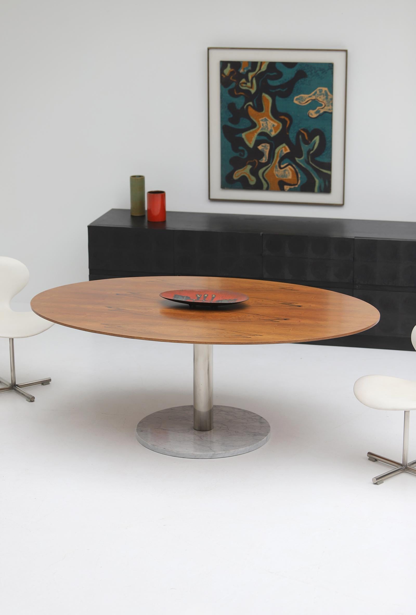 Belgian midcentury dining table with marble base by Alfred Hendrickx for Belform 1960s