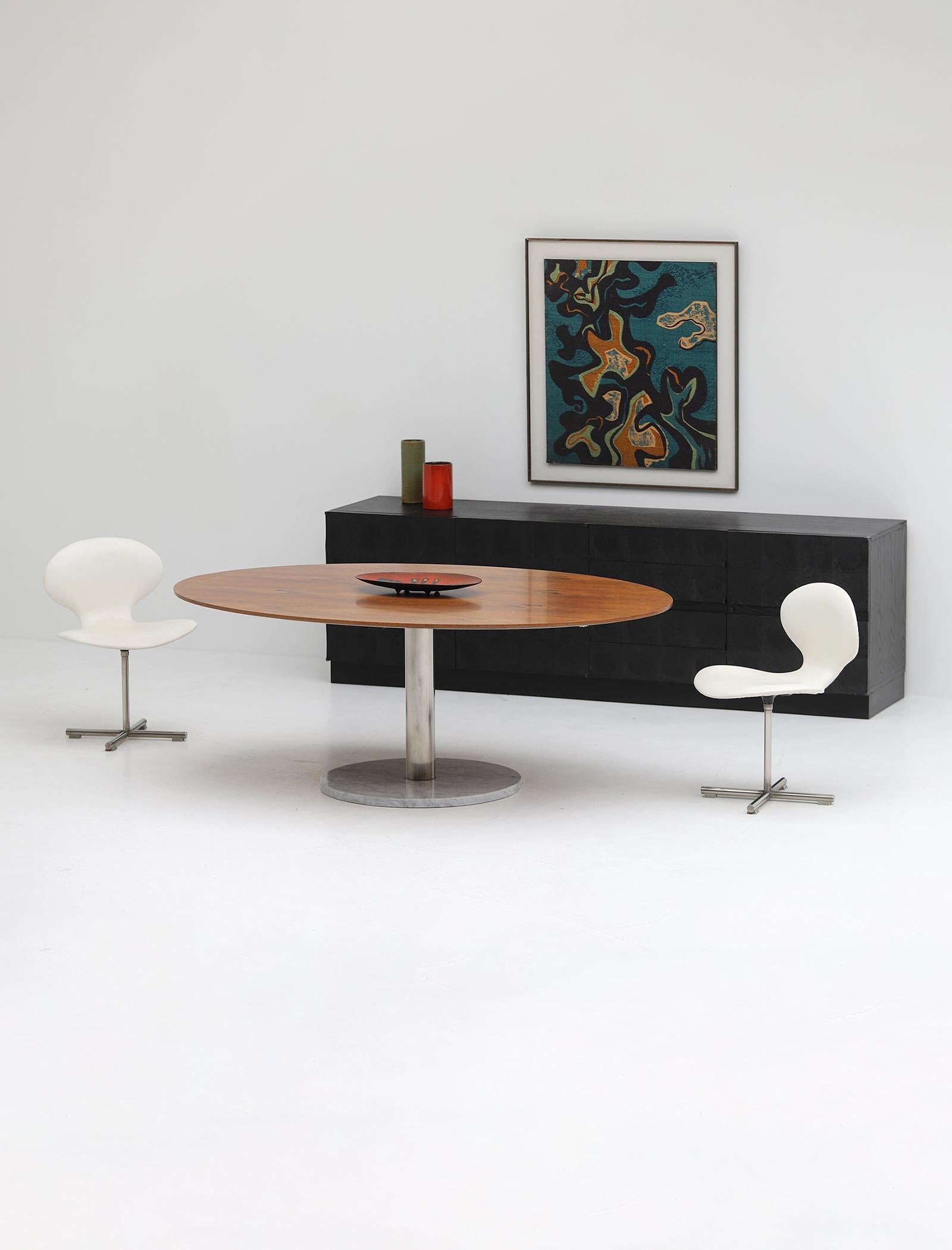 midcentury dining table with marble base by Alfred Hendrickx for Belform 1960s In Good Condition In Antwerpen, Antwerp