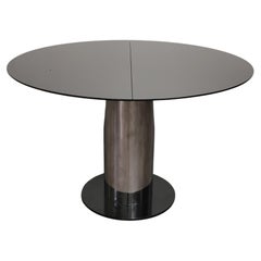 Mid-Century Modern Dining Table Wood Enameled Black Chromed Design Italy 70s