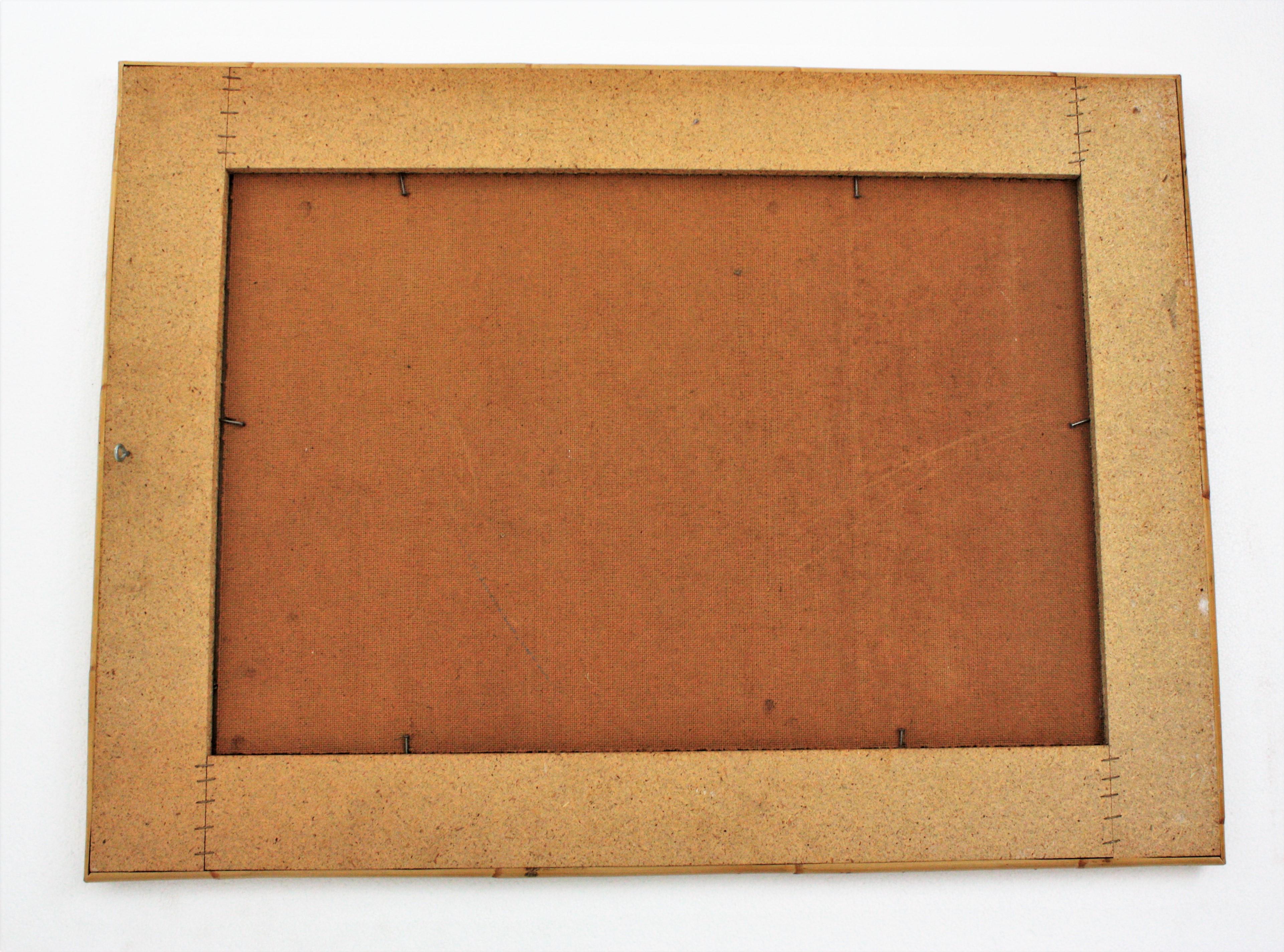 Espejo Rectangular de Mimbre Tejido Estilo Gabriella Crespi de Christian Dior Italiano en venta