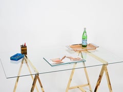 Midcentury Dior Style Lucite Chrome and Vienna Straw Serving Tray, France, 1970s