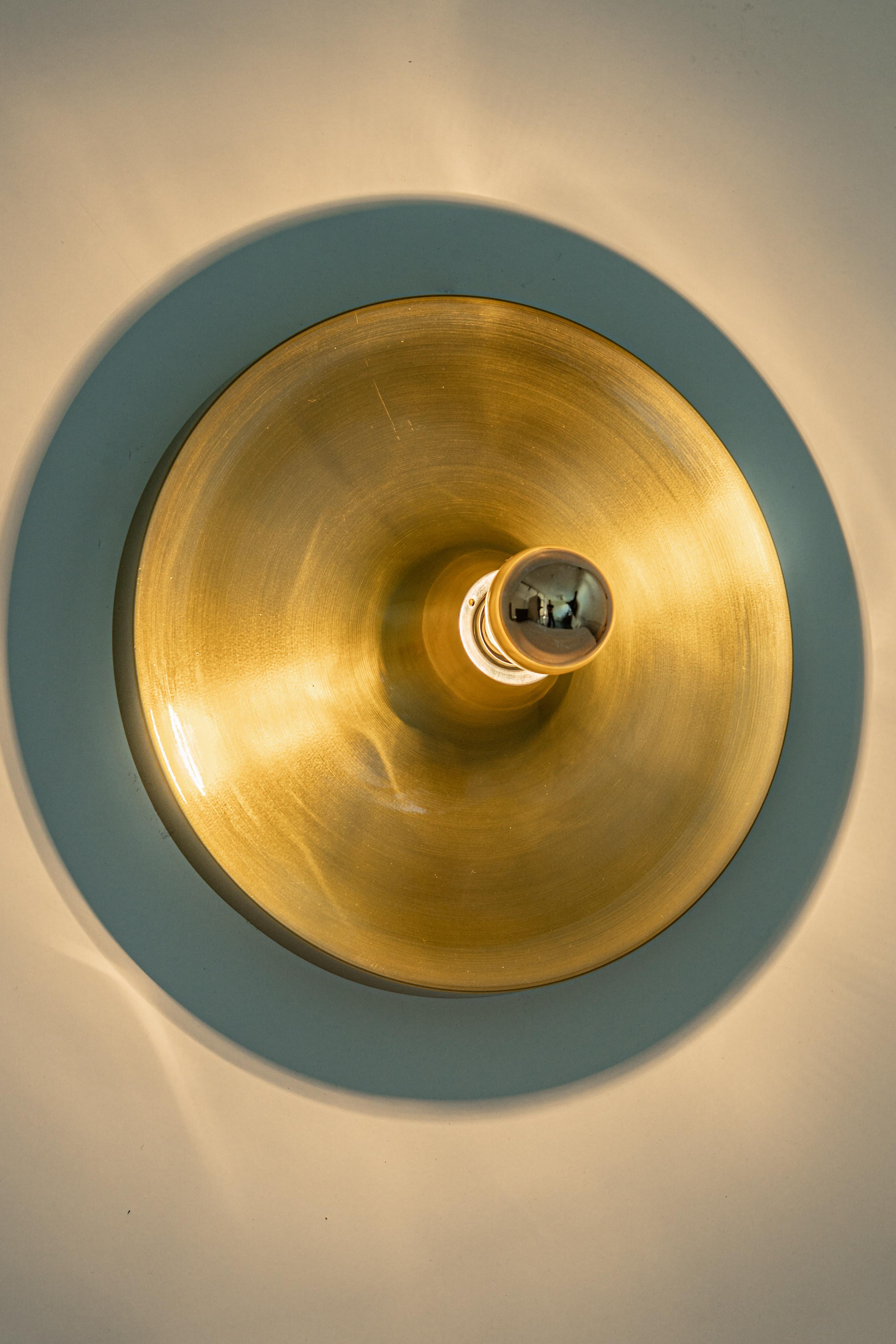 Metal Midcentury Disc Wall Light, Germany, 1970s For Sale