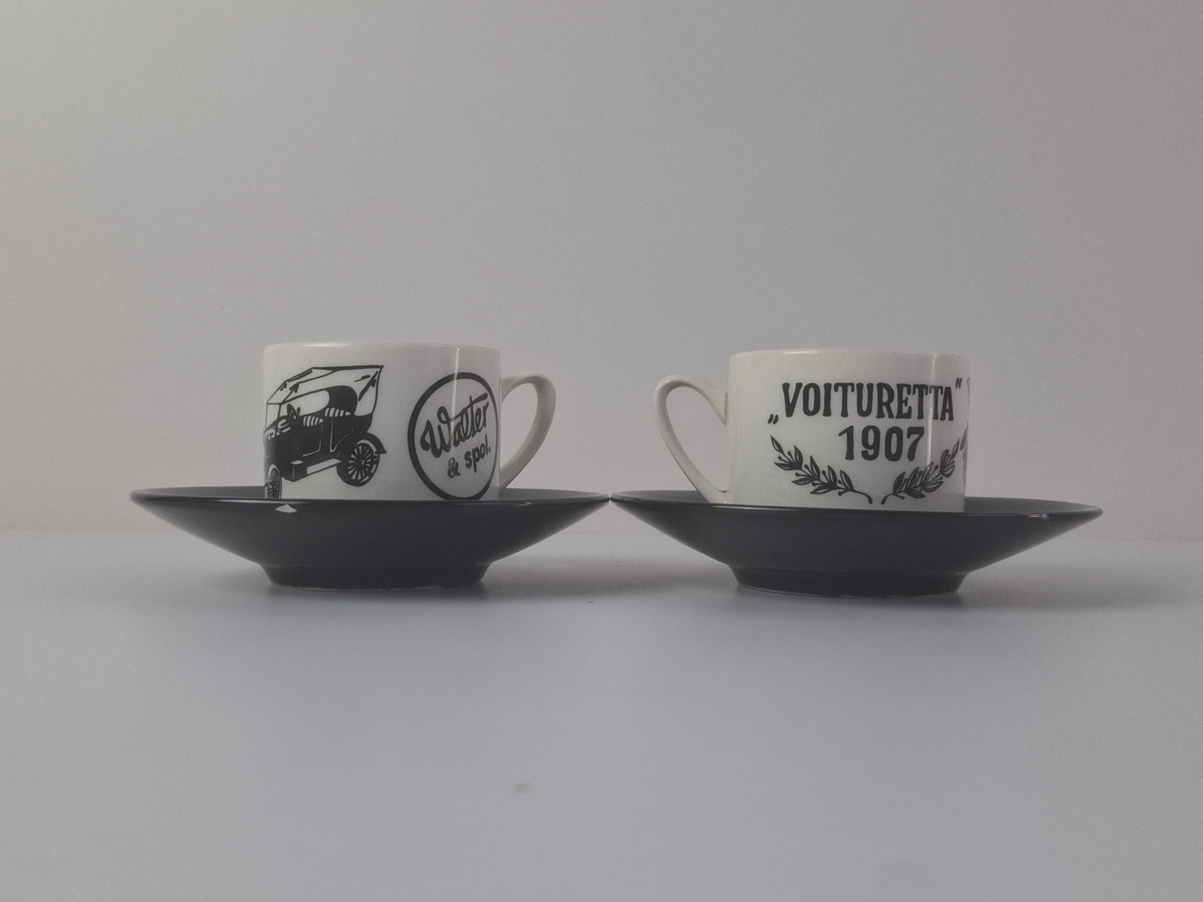 Midcentury Ditmar Urbach Czechoslovak Porcelain Cup and Saucer Set (Moderne der Mitte des Jahrhunderts) im Angebot