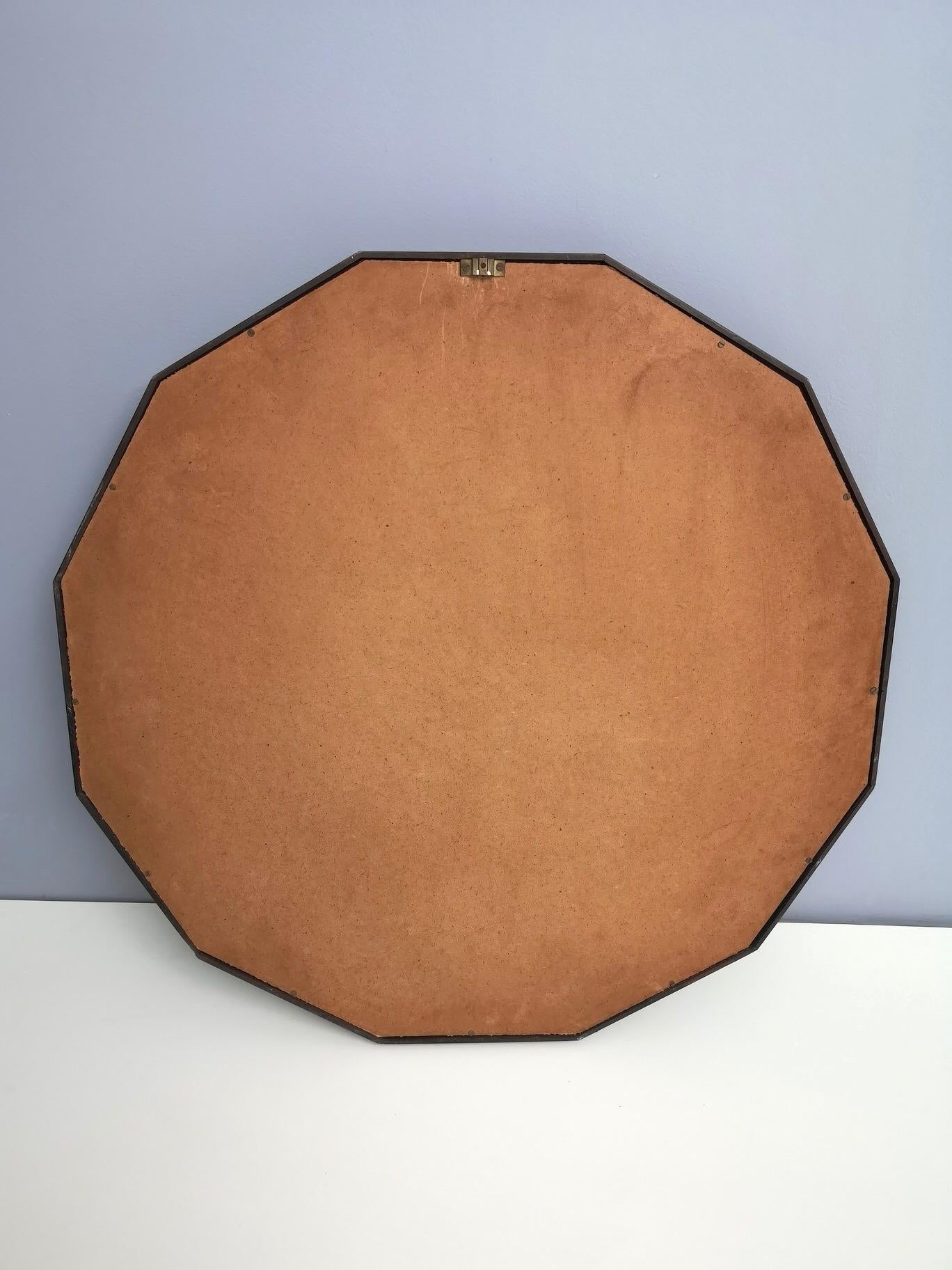 Mid-Century Modern Midcentury Dodecagonal Solid Mahogany Wall Mirror by Dino Cavalli, Italy 1970s