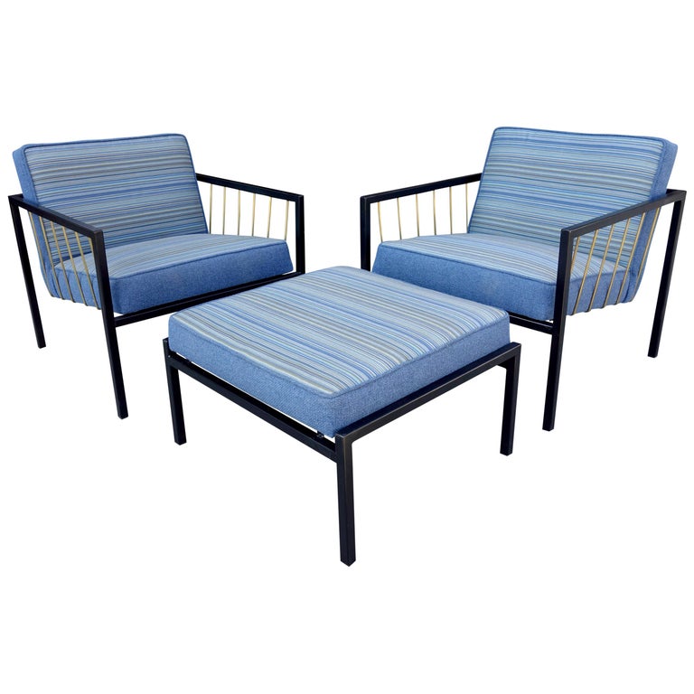 Midcentury Don Knorr Lounge Chairs and Ottoman For Sale