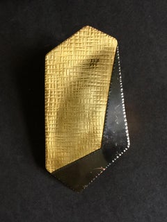 Hexagonal Midcentury Door Handle of Hammered Brass and Copper, Italy