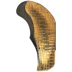 Midcentury Door Handle of Hammered Brass and Copper, Italy