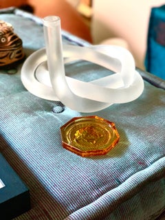 Midcentury Dorothy Thorpe Frosted Lucite Wreathed Pretzel Candelabra 1950s