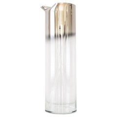 Midcentury Dorothy Thorpe Style Silver Rimmed Cocktail Pitcher with Stirrer