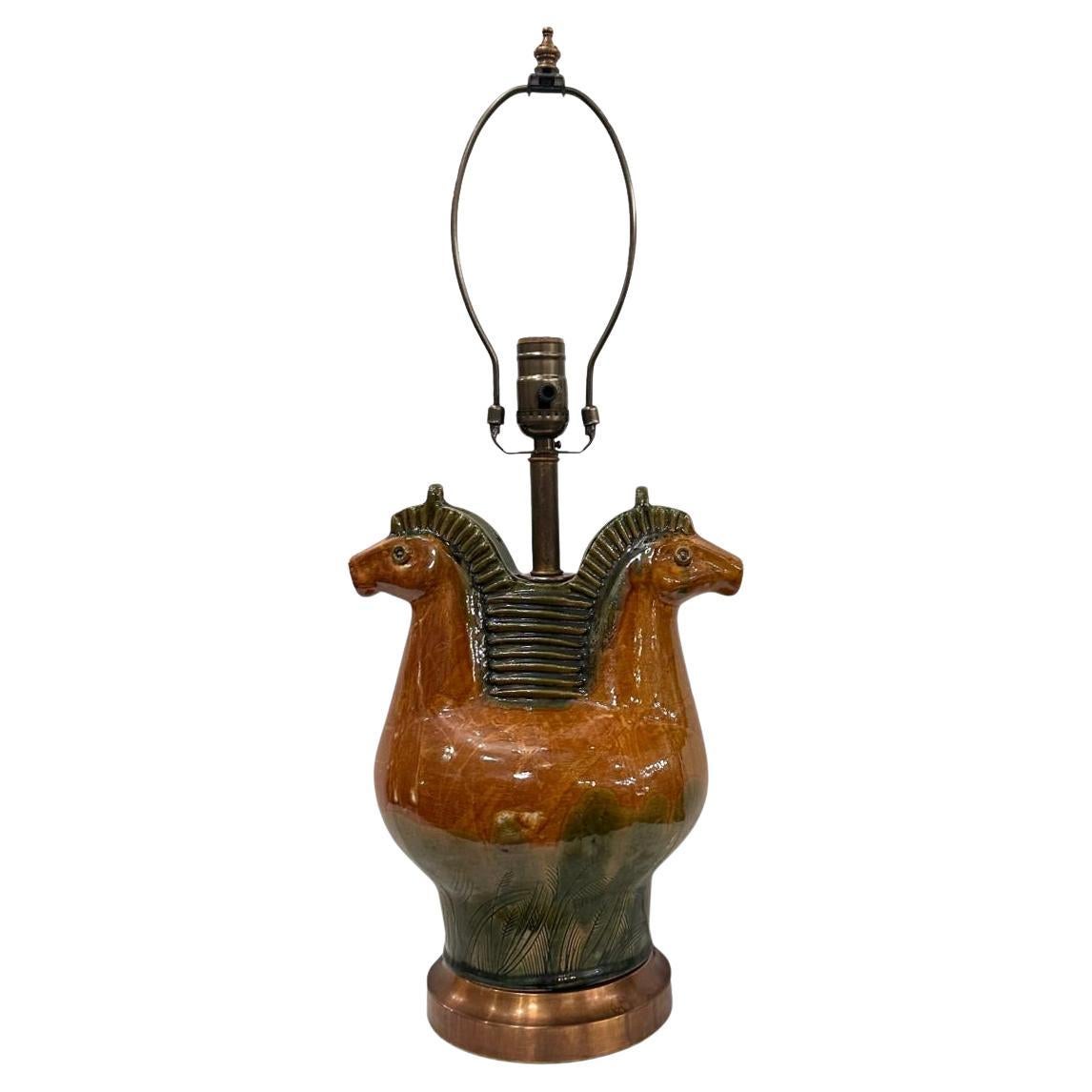 Midcentury Double Horse Lamp