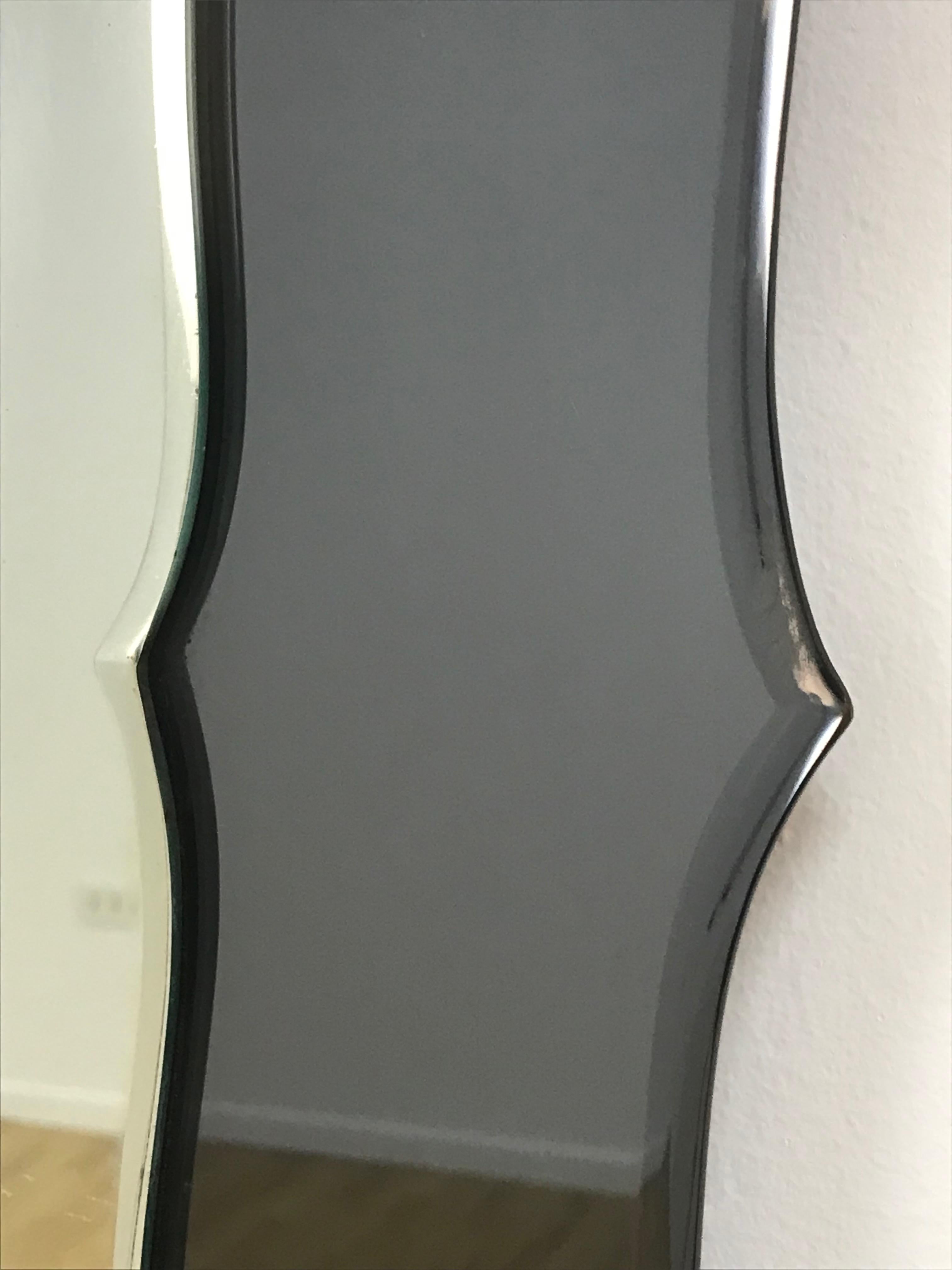 Midcentury Double-Layered Italian Wall Mirror in the style of Fontana Arte 1950s For Sale 5