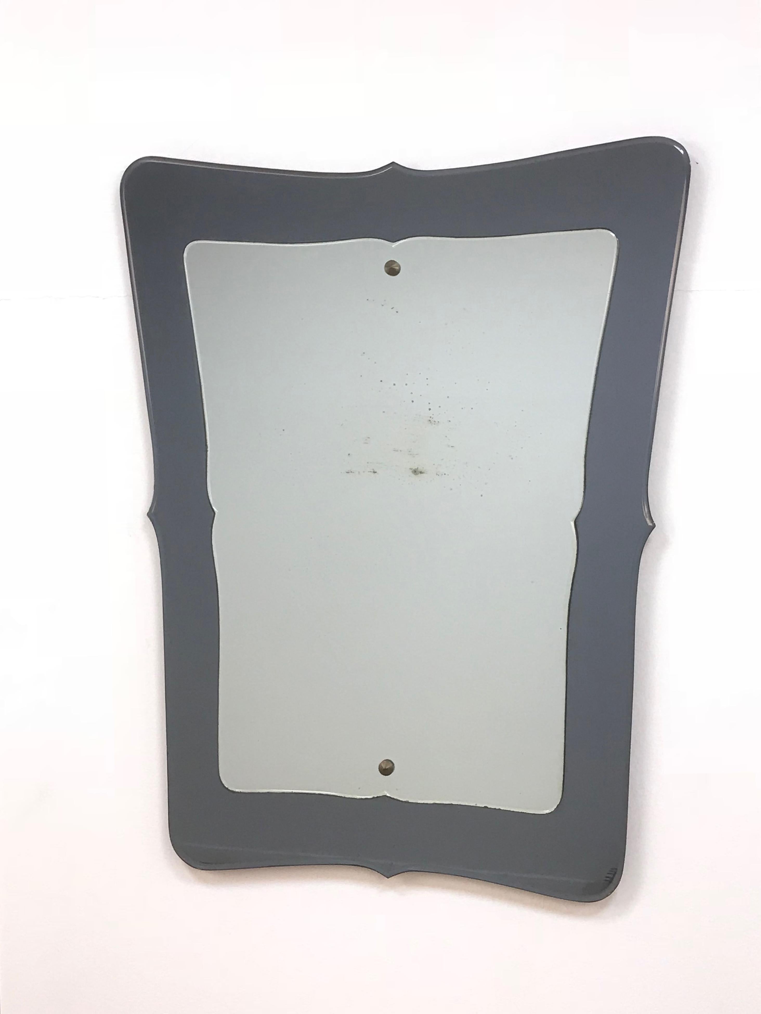 Mid-Century Modern Midcentury Double-Layered Italian Wall Mirror in the style of Fontana Arte 1950s For Sale