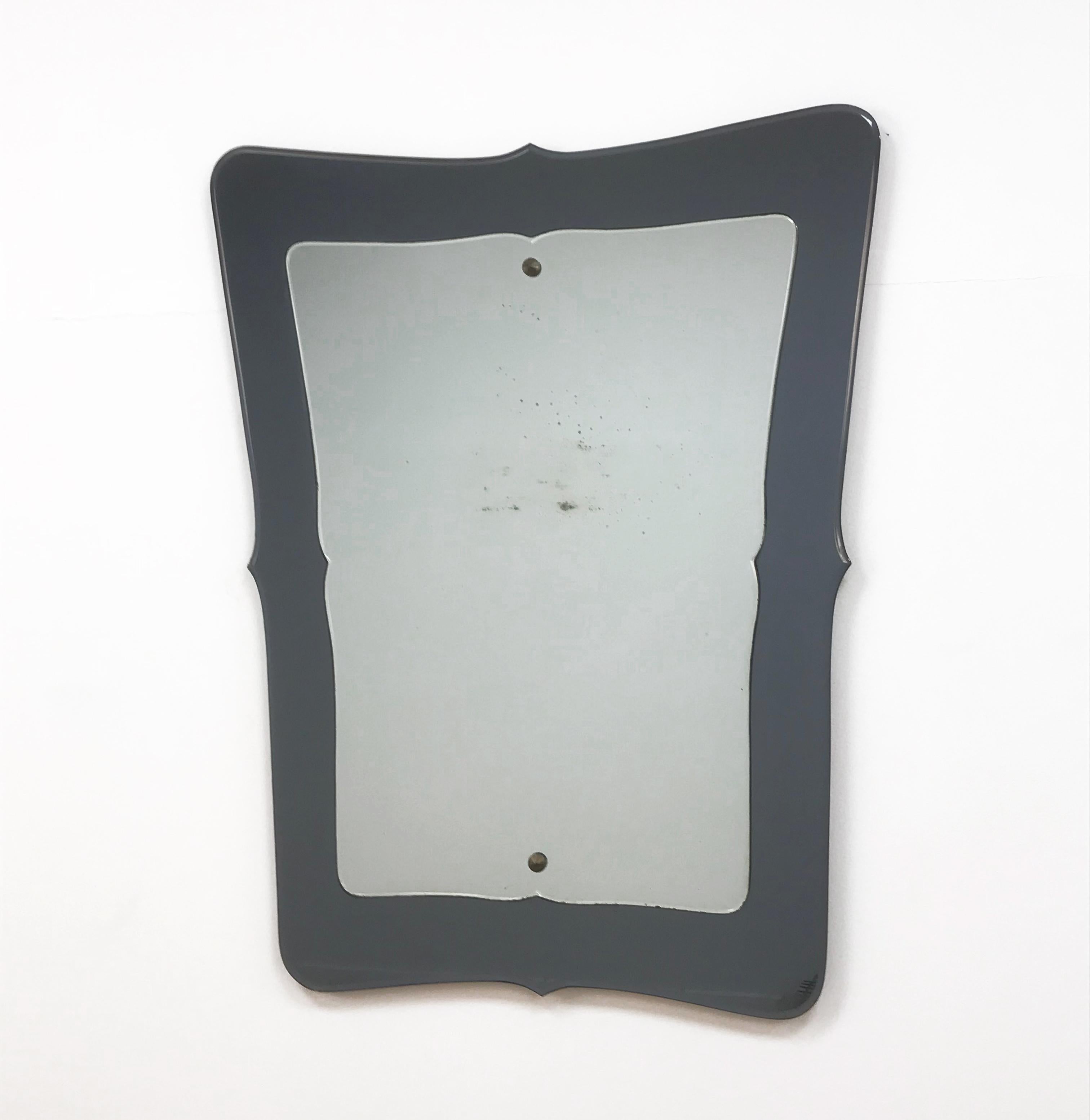 Midcentury Double-Layered Italian Wall Mirror in the style of Fontana Arte 1950s In Good Condition For Sale In Roma, IT