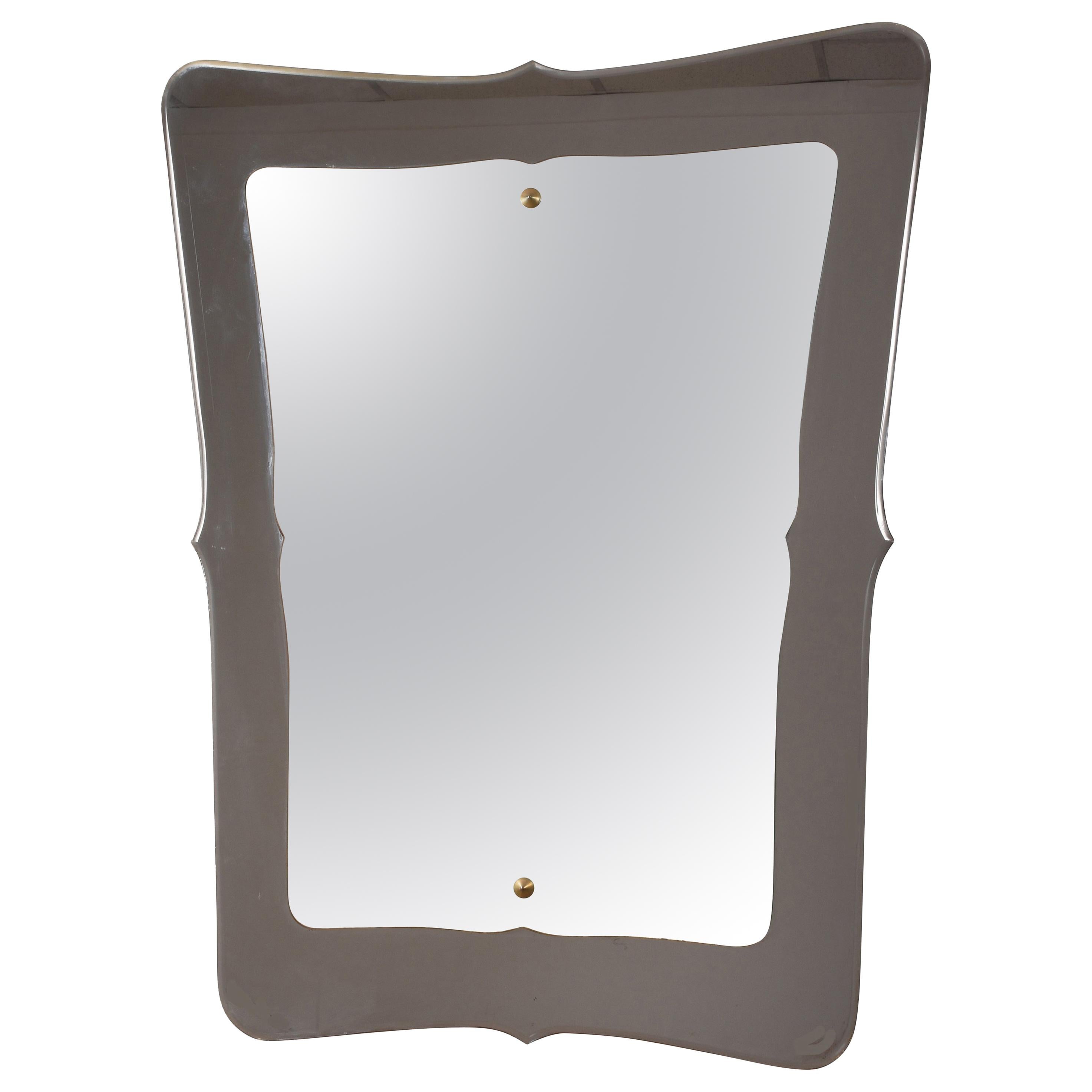 Midcentury Double-Layered Italian Wall Mirror in the style of Fontana Arte 1950s