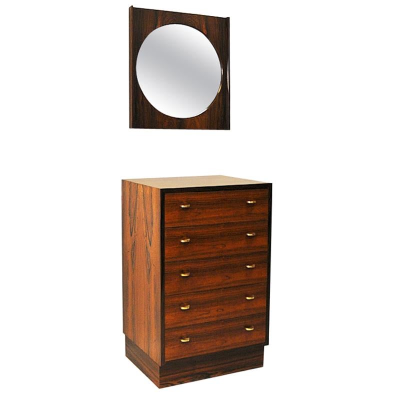 Midcentury Drawer and Mirror Set by Torbjørn Afdal for Bruksbo, Norway, 1950s