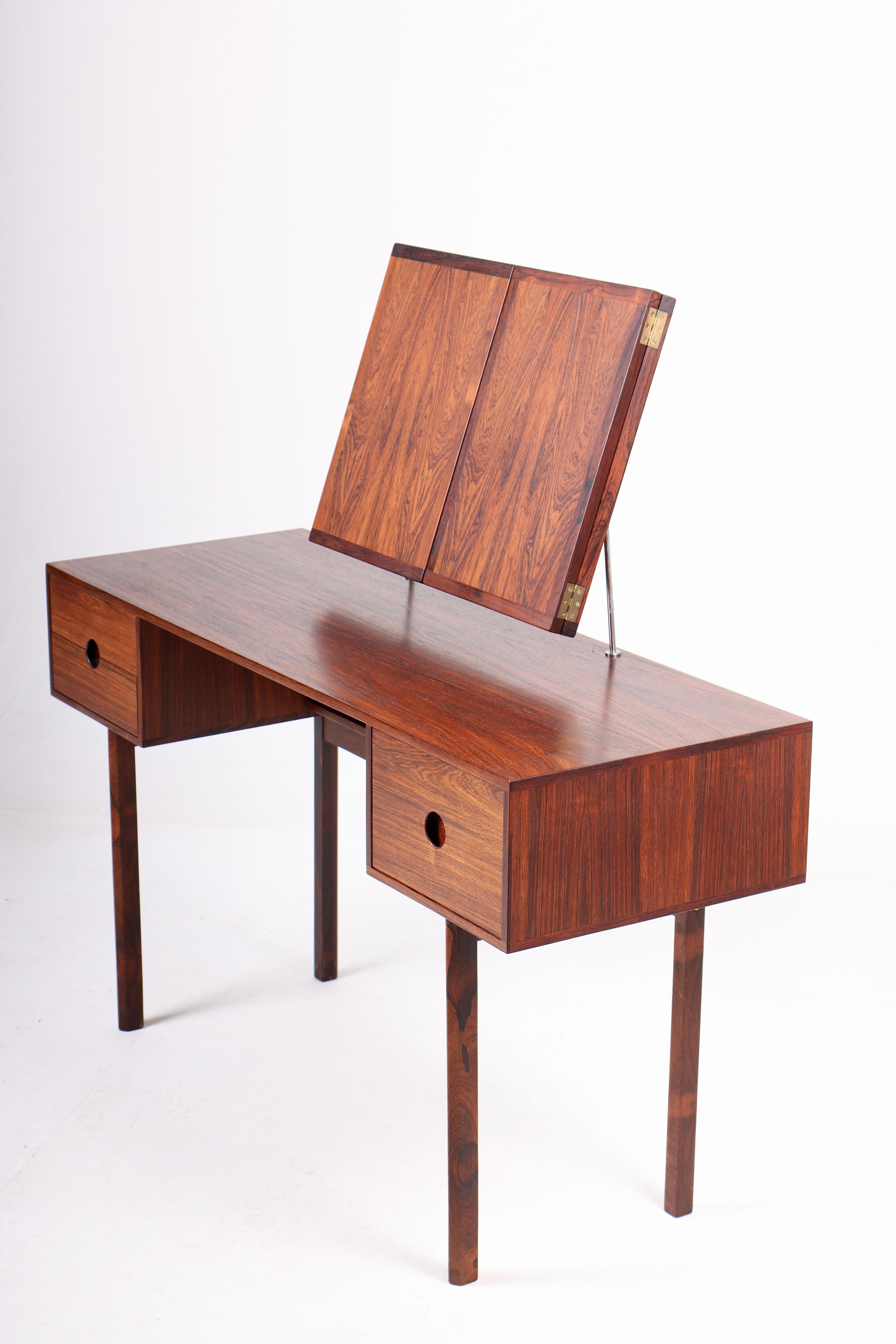 Leather Mid-Century Dressing Table in Rosewood Designed by Kai Kristiansen, 1960s