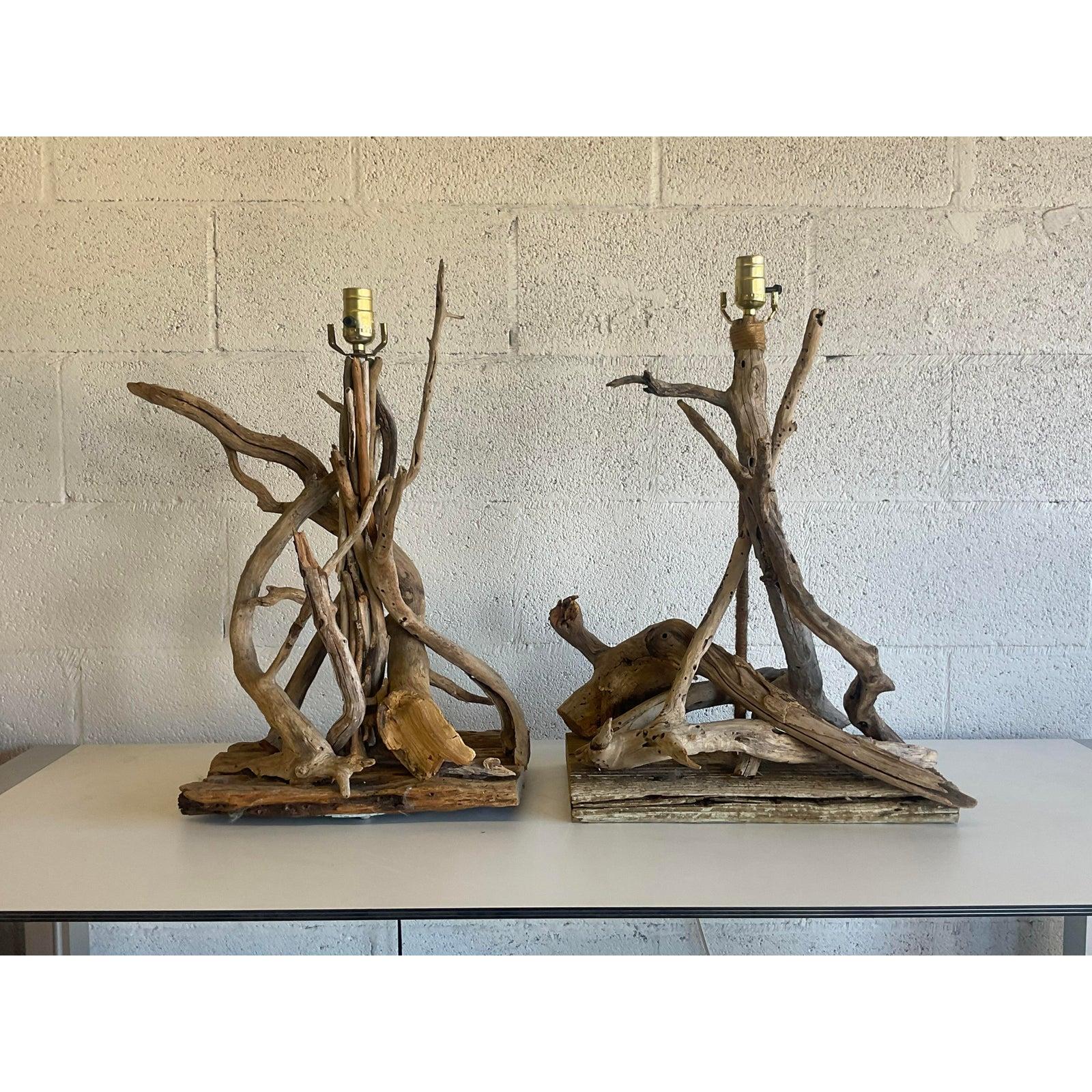 Mid-Century Driftwood Table Lamps, a Pair 1