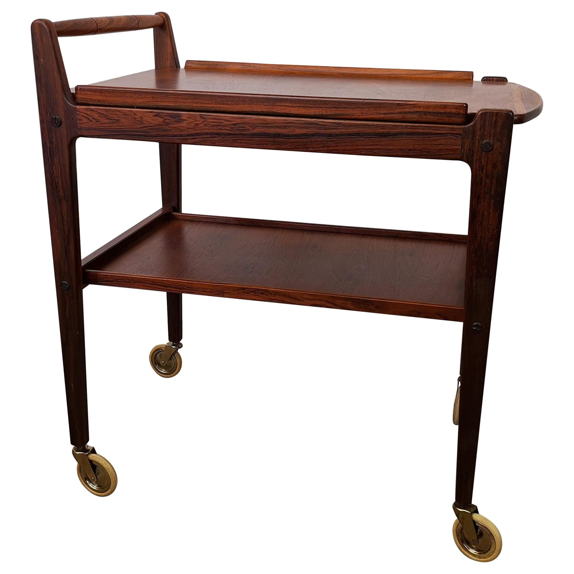 Midcentury Drink Trolley Rosewood Erik Gustafsson, Sweden, 1960s