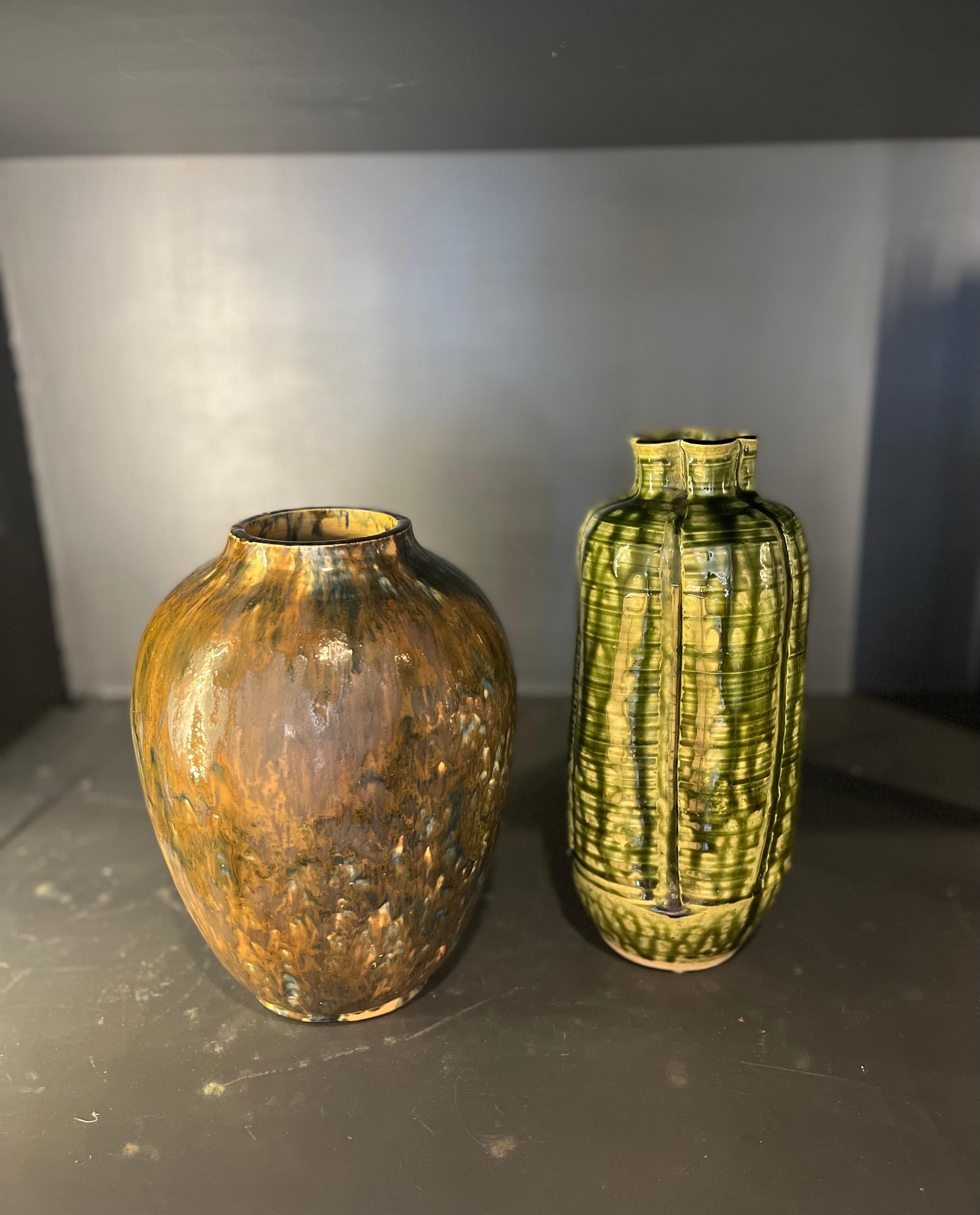 Midcentury Drip Glaze Vases For Sale 4