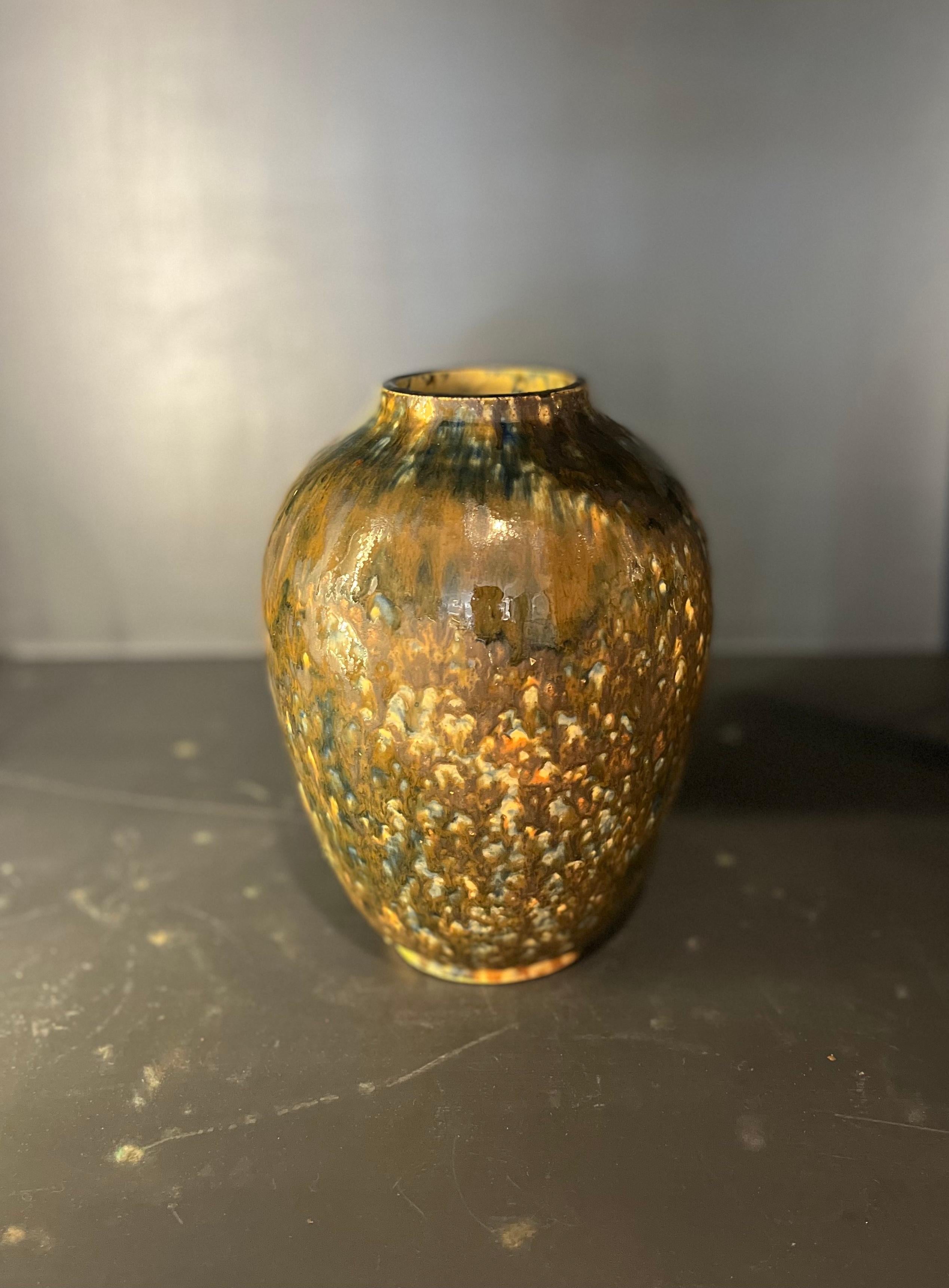 Midcentury Drip Glaze Vases In Good Condition For Sale In Los Angeles, CA