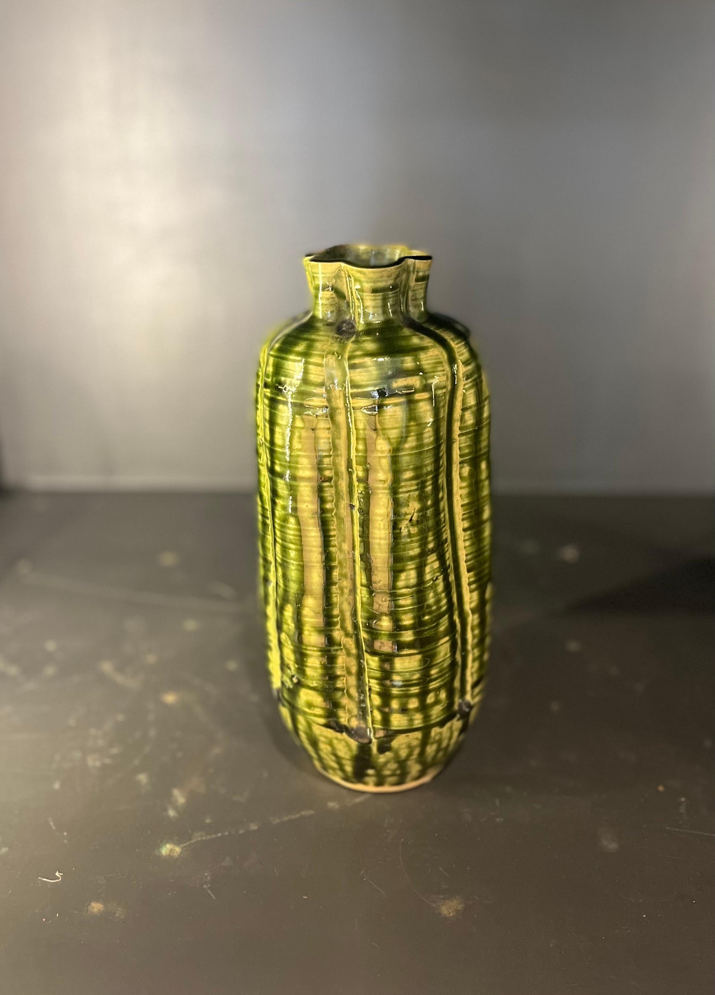 Ceramic Midcentury Drip Glaze Vases For Sale
