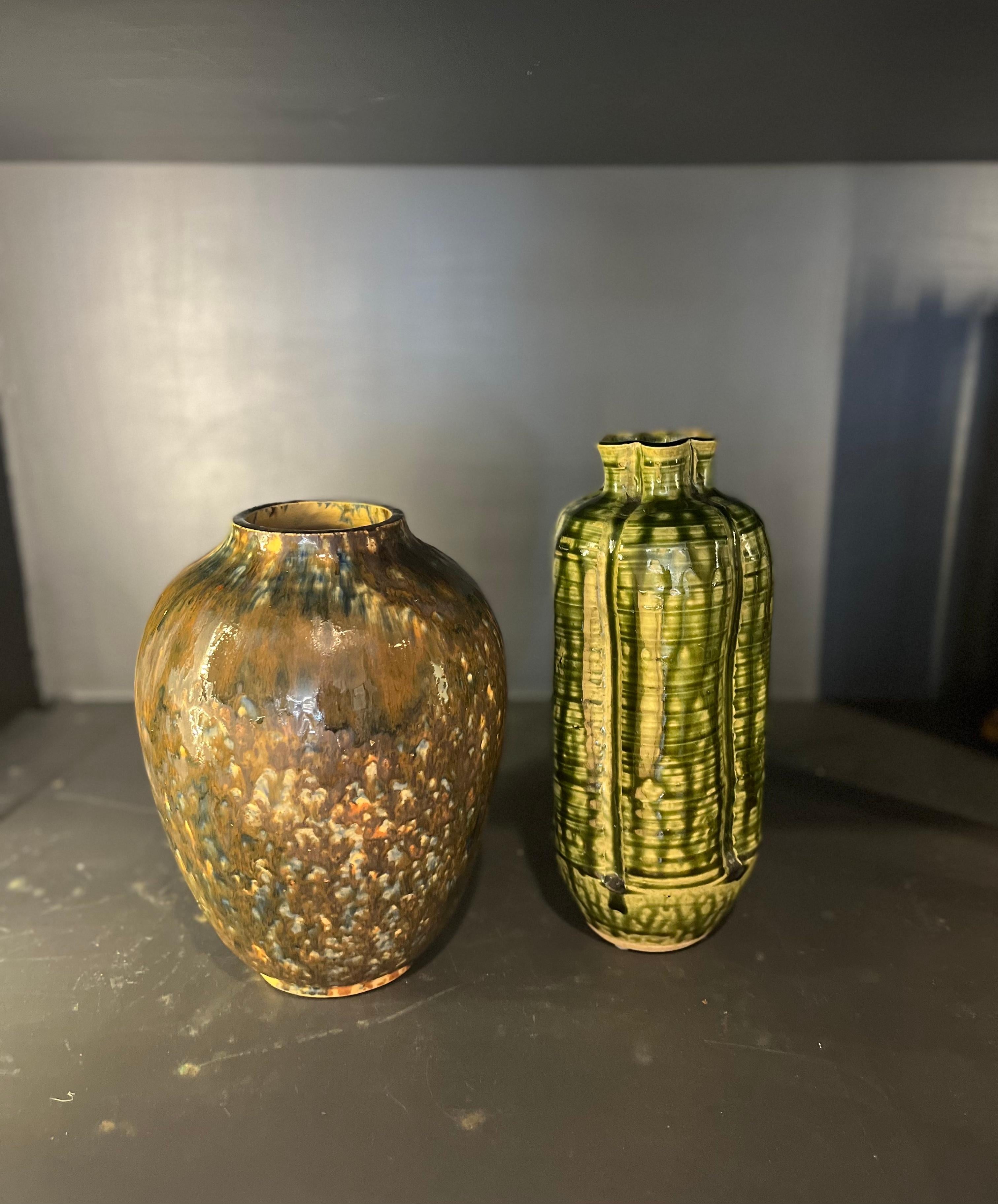 Midcentury Drip Glaze Vases For Sale 3