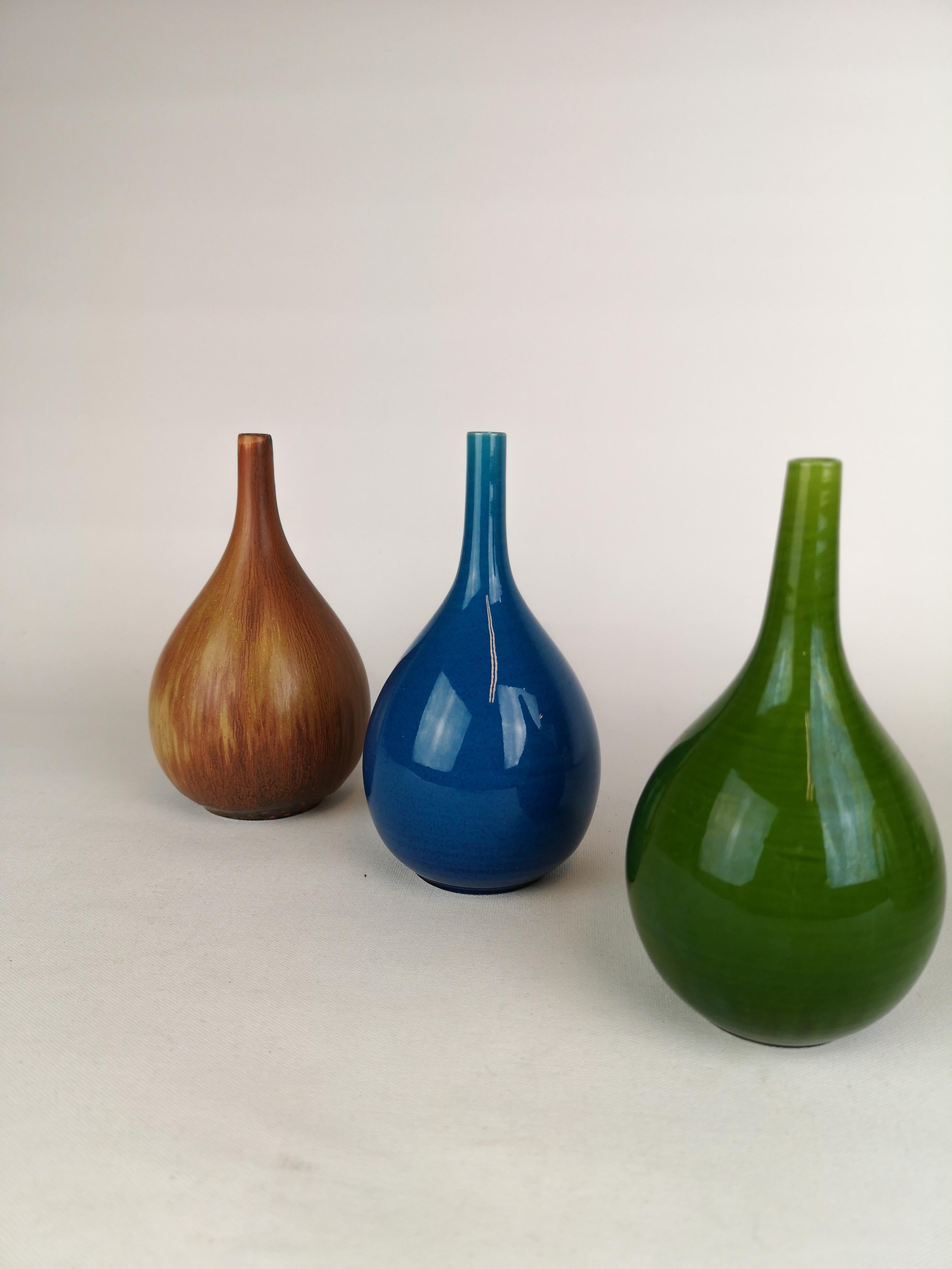 Ceramic Midcentury Drop Formed Vases Carl Harry Stålhane Rörstrand, Sweden, 1960s