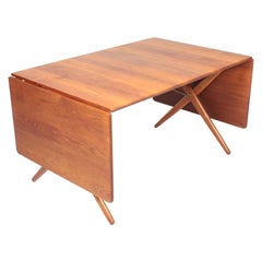 Vintage Midcentury Drop-Leaf Table in Solid Oak Model AT-309 by Hans Wegner, 1950