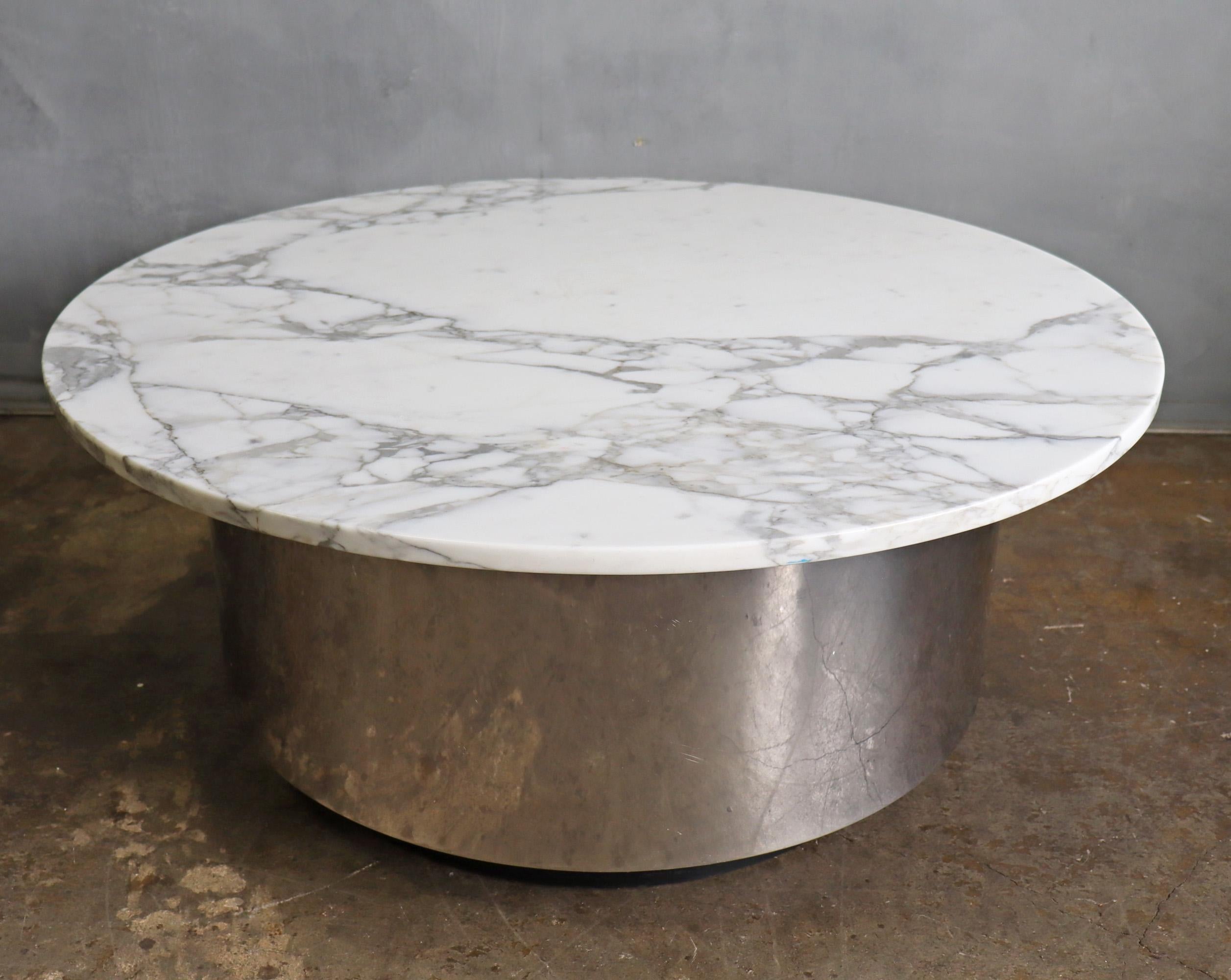 marble drum coffee table