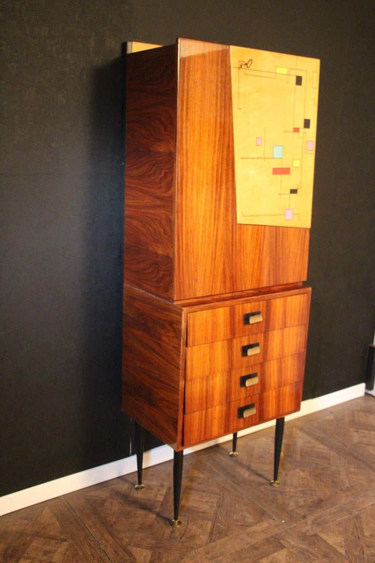Italian Midcentury Dry Bar Cabinet, Cocktail Bar Cabinet, Dassi's or Paolo Buffa's Style
