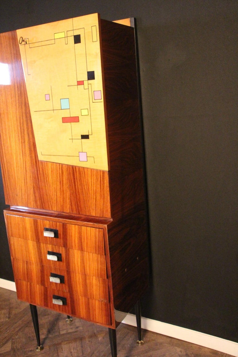 Midcentury Dry Bar Cabinet, Cocktail Bar Cabinet, Dassi's or Paolo Buffa's Style In Good Condition In Saint-Ouen, FR