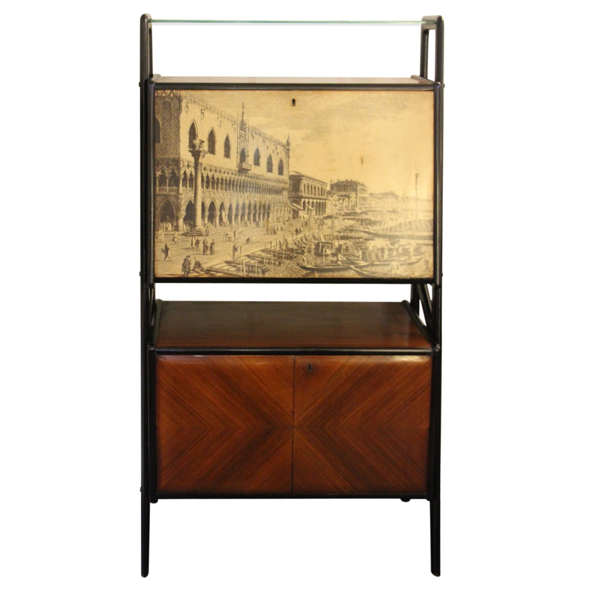 Midcentury Dry Bar Cabinet, Cocktail Bar Cabinet, Vittorio Dassi, Paolo Buffa