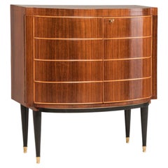 Vintage Midcentury Dry Bar Cabinet with Lights and Mirror Coating Inside