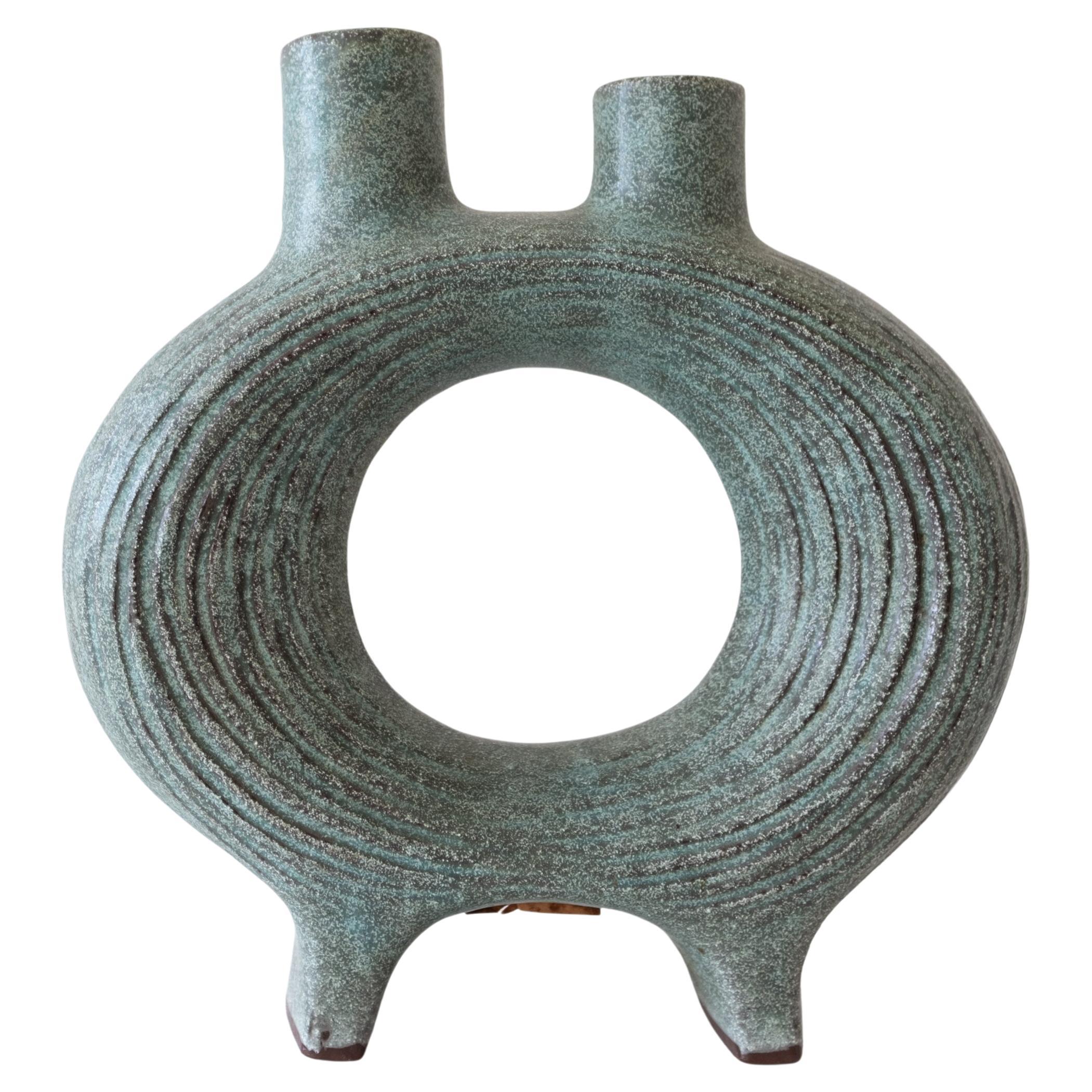 Midcentury Dual Branch Ceramic Ikebana Vase Sculpture, Japan 1960