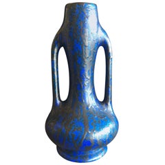 Vase à double poignée en lave émaillée du milieu du siècle dernier par Ceramique De Bruxelles, Belgique